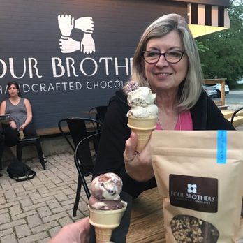 Four Brothers Chocolates - Sea salt Caramel cookie dough ice cream  (mine is with Fudge) and Butter Almond Toffee chocolates. - Chocolatiers & Shops Near Me - Wheaton, Illinois