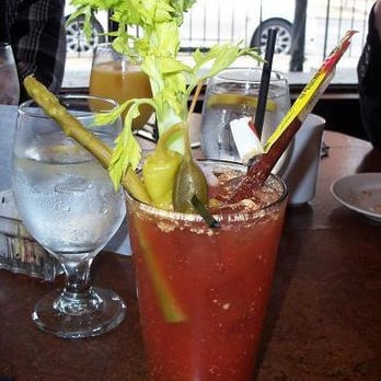 Aroma On Bryant - One Of The Spicy Bloody Marys & yes that is a slim jim & asparagus along with other hidden treasures! - yum! - Italian Near Me - Buffalo, New York Aroma On Bryant - One Of The Spicy Bloody Marys & yes that is a slim jim & asparagus along with other hidden treasures! - yum! - Italian Near Me - Buffalo, New York