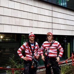 Si View Window Cleaning & Exterior Maintenance - Dressing up as Waldo to clean the Seattle Children's Hospital