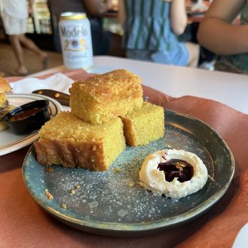 LeRoy and Lewis Barbecue - Hog corn bread with whipped butter and jam - Barbeque Near Me - Austin, Texas LeRoy and Lewis Barbecue - Hog corn bread with whipped butter and jam - Barbeque Near Me - Austin, Texas