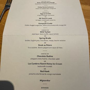 Bell's - Tasting menu (April 2024) - French Near Me - Los Alamos, California