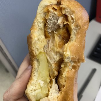 Buttermilk's Chicken - Inside of crispy chicken sandwich - Salad Near Me - East Islip, New York