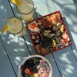 sampler box and ahi poke bowl