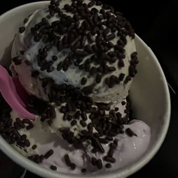 31 Flavors Baskin Robbins - Double scoop-Chocolate chip and Ube ice cream with chocolate sprinkles - Ice Cream & Frozen Yogurt Near Me - Sylmar, California