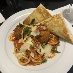 The Office - Linguine Meatballs. The focaccia bread was very tasty