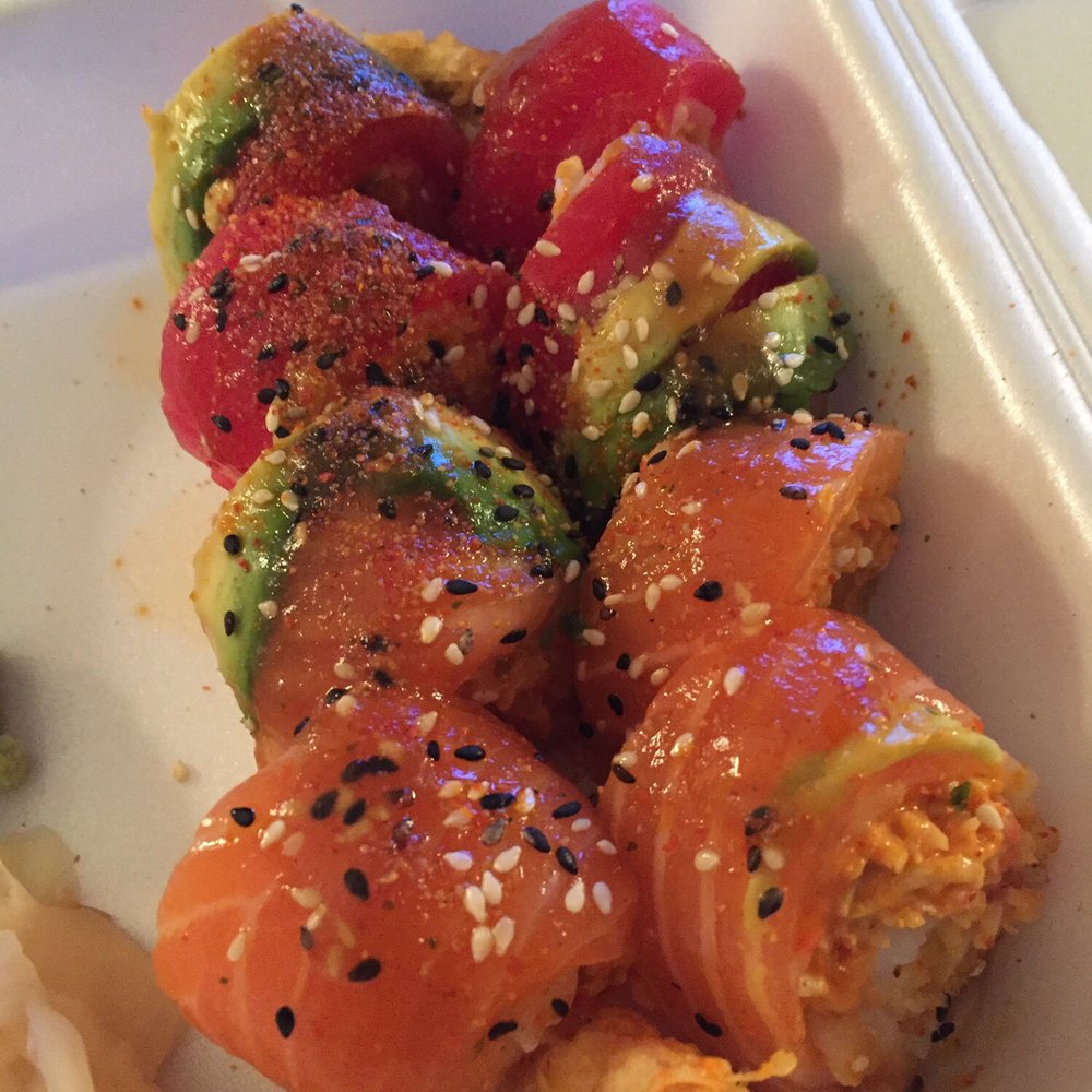 Anaba Sushi - The OMG Roll - spicy krab, shrimp tempura, soy paper, tuna, salmon, avocado, and green onion - Japanese Near Me - Glendora, California
