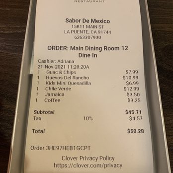 Sabor de Mexico - Very reasonable prices - Mexican Near Me - La Puente, California