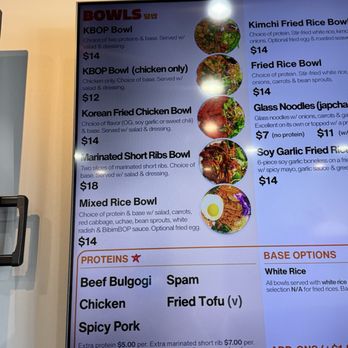 KBOP Korean Kitchen - The mixed bowl choices menu - Korean Near Me - Monrovia, California