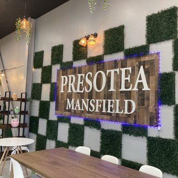 Presotea Mansfield - their cute sign in the lobby - Bubble Tea Near Me - Mansfield, Texas