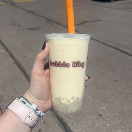 Large blended peach tea with lychee jelly!