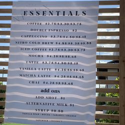 Neaux Coffee - Drink Menu 9-1-22