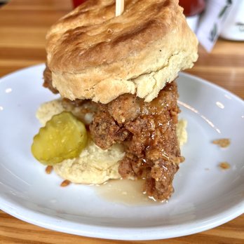 Bomb Biscuit - Hot Honey Chicken Biscuit - a top seller. - Breakfast & Brunch Near Me - Atlanta, Georgia