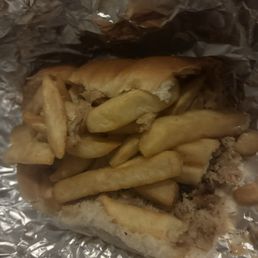 Chicken cheese steak with fries