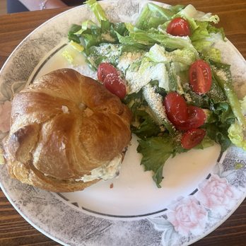 Bird Dog Cafe - Chicken salad croissant with a side salad. - Cafes Near Me - Laurel, Mississippi