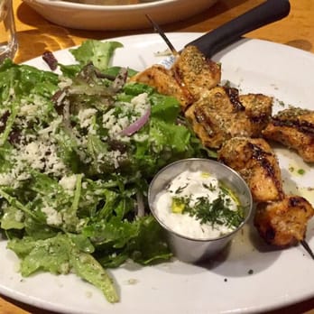 Kentro Greek Kitchen - Chicken Souvlaki with salad substitution (normally comes w/ wild rice) + tzatziki sauce! - Greek Near Me - Fullerton, California Kentro Greek Kitchen - Chicken Souvlaki with salad substitution (normally comes w/ wild rice) + tzatziki sauce! - Greek Near Me - Fullerton, California