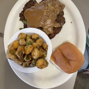 Cagle’s Diner - Hamburger steak with okra - Burgers Near Me - Seagrove, North Carolina