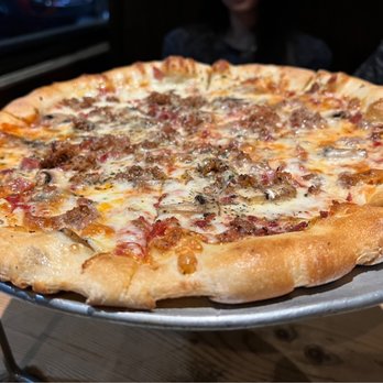 Picasso's - Bacon Mushroom Swiss Burger Pizza ($16.50) - Pizza Near Me - Jacksonville, Florida Picasso's - Bacon Mushroom Swiss Burger Pizza ($16.50) - Pizza Near Me - Jacksonville, Florida