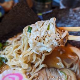 Aburi ramen with melted grilled cheese in it