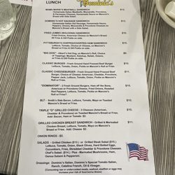 Dominic's Diner - Menu