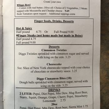 Diggs Pizza - a menu for a restaurant - Pizza Near Me - Boise, Idaho