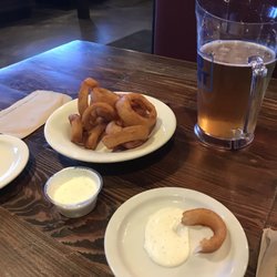 Piccolo's Pizza Admin Offices - Onion rings and. Old beer