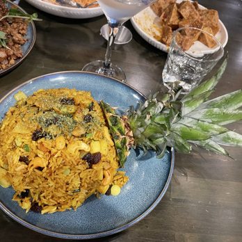 Amazing Basil - Pineapple Fried Rice 菠蘿炒飯  raisins made this a meh for me. There's also cashews in there. - Asian Fusion Near Me - Fremont, California