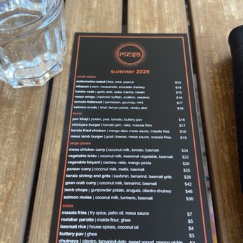Mesa - Summer 2026 Menu - Indian Near Me - Jacksonville, Florida Mesa - Summer 2026 Menu - Indian Near Me - Jacksonville, Florida