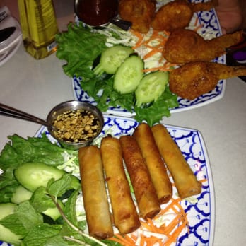 Siam Garden Cafe - Stuffed Chicken Wings and Spring Rolls (Poh Piah Tod) - Thai Near Me - Honolulu, Hawaii Siam Garden Cafe - Stuffed Chicken Wings and Spring Rolls (Poh Piah Tod) - Thai Near Me - Honolulu, Hawaii