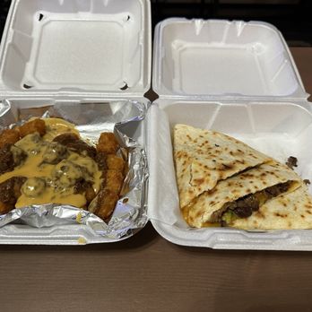 JLB Eatery - Steak quesadilla & medium chili/cheese tater tots. - Burgers Near Me - Tomball, Texas
