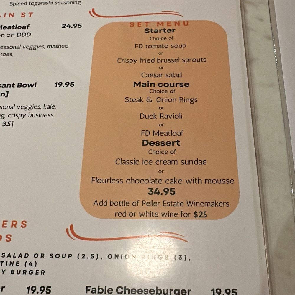 Fable Diner - Set menu which piqued my interest - Diners Near Me - Vancouver, British Columbia Fable Diner - Set menu which piqued my interest - Diners Near Me - Vancouver, British Columbia
