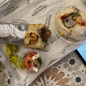 Proper Eats Food Hall - Chicken gyro and hummus - Food Court Near Me - Las Vegas, Nevada Proper Eats Food Hall - Chicken gyro and hummus - Food Court Near Me - Las Vegas, Nevada