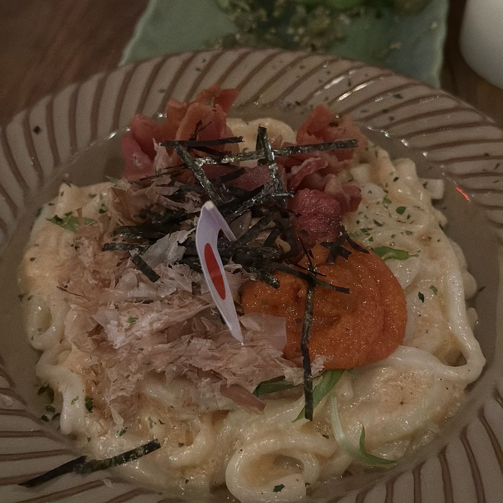 Kinda Izakaya - Mentai Carbonara Udon - Tapas/Small Plates Near Me - Berkeley, California Kinda Izakaya - Mentai Carbonara Udon - Tapas/Small Plates Near Me - Berkeley, California