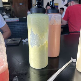 Sabor Latino Venezuelan - Three types of sauce - we like the green best - Venezuelan Near Me - Warner Robins, Georgia