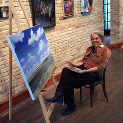 Seaside Art Studio - 30 x 40, oil on linen painting of local landscape.