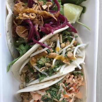 The Peached Tortilla - Pad Thai taco, bahn MI taco and Korean steak taco - Tacos Near Me - Austin, Texas