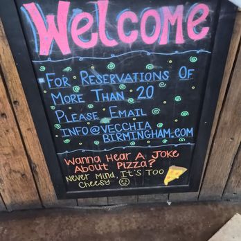 Vecchia Pizzeria & Mercato - Sign in front of cashier box - Pizza Near Me - Hoover, Alabama