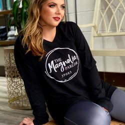 The Magnolia Parlor - Magnolia Swag: Long Sleeve V-Neck Next Level T-Shirt.