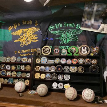 McP's Irish Pub - Challenge coins in the entryway. - Irish Pub Near Me - Coronado, California