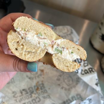 Mitch's Downtown - BAGEL WITH BACON AND SCALLION CREAM CHEESE - Bagels Near Me - Hallandale Beach, Florida