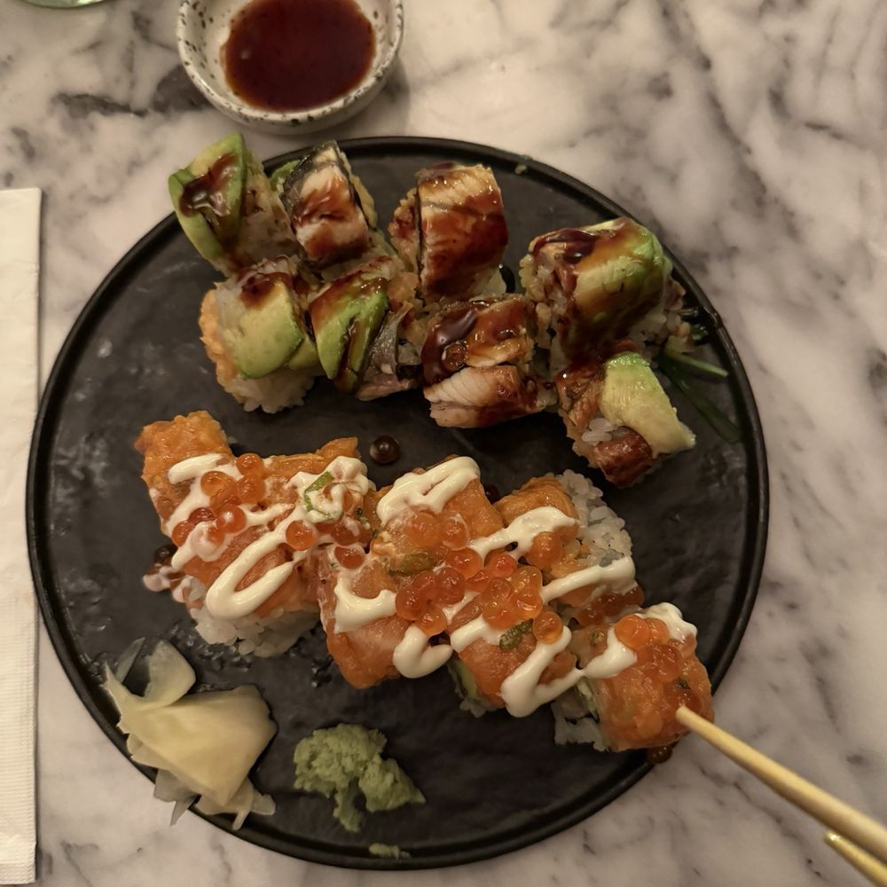 Sushi Sato - Dragon roll and Salmon Party roll - Sushi Bars Near Me - Washington, DC, District of Columbia Sushi Sato - Dragon roll and Salmon Party roll - Sushi Bars Near Me - Washington, DC, District of Columbia