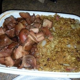 Bourbon Chicken. Pork fried rice no veggies only onions Bourbon Chicken. Pork fried rice no veggies only onions
