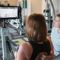 Smart Strength - Founders, Sarah and Skyler Tanner operating training equipment in their new Smart Strength training facility in Westlake.