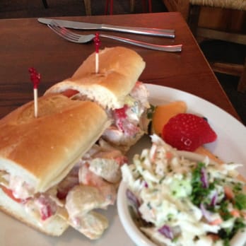 The Tin Muffin Cafe - Shrimp salad on French bread with coleslaw. - Sandwiches Near Me - Boca Raton, Florida The Tin Muffin Cafe - Shrimp salad on French bread with coleslaw. - Sandwiches Near Me - Boca Raton, Florida