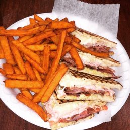 Panini Club with Sweet Potato Fries