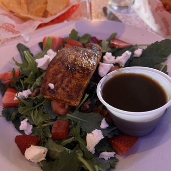 Bubba's 33 - Kale quinoa salmon salad .... Couldn't find the quinoa but it was good. (Could've been chopped a bit) salmon was cooked perfectly! - Burgers Near Me - Canton, Ohio