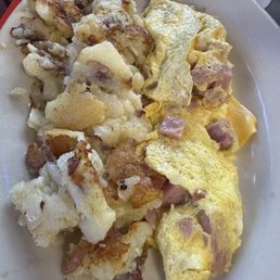 Bacon & cheddar omelette & potatoes Bacon & cheddar omelette & potatoes