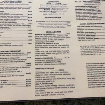 El Paisa - Menu - Colombian Near Me - Central Falls, Rhode Island