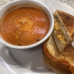 Tomato Basil soup and grilled cheese sandwich Tomato Basil soup and grilled cheese sandwich