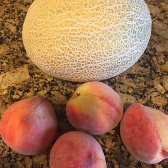 Frisco Fresh Market - Yummy spelling peaches and melon...I can't wait to eat!! - Farmers Market Near Me - Frisco, Texas