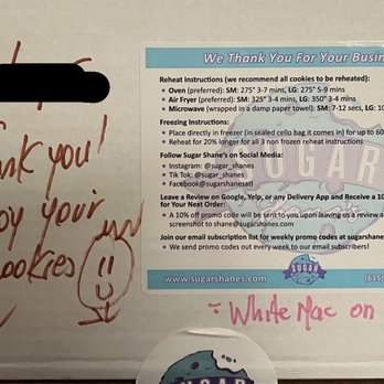 Sugar Shane’s - Always a kind note on the box - Bakeries Near Me - Sandy Springs, Georgia